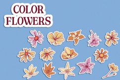 vintage colored flowers clipart