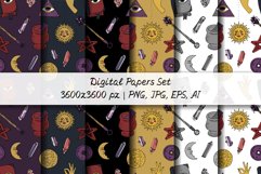 Vintage Colorful Spiritual and Celestial Magic Digital Paper