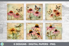 Bundle of six Decoupage Coneflowers Paper Backgrounds designs.
