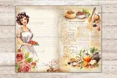 Vintage Cookbook Junk Journal Page, Food Junk Journal Paper, GlamArtZhanna, Cooking Journal Card, Housewife Digital Art, Recipe Ephemera, Woman Journal Card, Recipe Book Junk Journal Paper, Retro Collage Sheet, Baking Scrapbook Kit