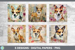 Bundle of six Decoupage Corgis Paper Backgrounds designs.