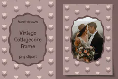 Hand-Drawn Vintage Cottagecore Floral Frame Clipart Product Image 1