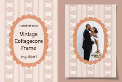 Hand-Drawn Vintage Cottagecore Bow Frame for Wedding Photos Product Image 1
