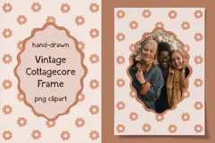 Vintage Cottagecore Floral Photo Frame PNG Product Image 1