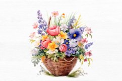 Flowers Basket Watercolor Sublimation clipart Product Image 7