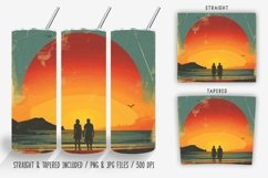 Vintage Couple Beach Tumbler Wrap PNG