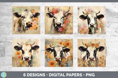 Bundle of six Decoupage Cows Paper Backgrounds designs.