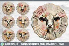 Bundle of six Decoupage Cows Wind Spinner designs.
