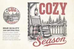 Vintage Cozy Season Christmas Design PNG, Cozy Season PNG Product Image 1
