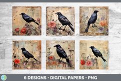 Bundle of six Decoupage Crows Paper Backgrounds designs.