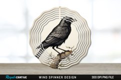 Vintage Crow Bird Wind Spinner Sublimation PNG Design Product Image 1