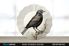Vintage Crow Bird Wind Spinner Sublimation PNG Design Product Image 1