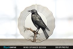 Vintage Crow Bird Wind Spinner Sublimation PNG Design Product Image 1