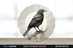 Vintage Crow Bird Wind Spinner Sublimation PNG Design Product Image 1