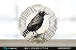 Vintage Crow Bird Wind Spinner Sublimation PNG Design Product Image 1