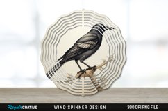 Vintage Crow Bird Wind Spinner Sublimation PNG Design Product Image 1