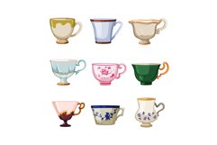 vintage cup set cartoon vector illustration Product Image 1