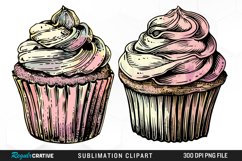 Vintage Cupcake Illustration Clipart Product Image 1