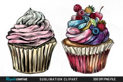 Vintage Cupcake Illustration Clipart Product Image 1