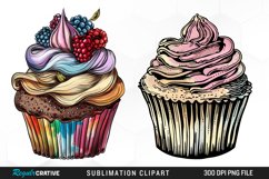 Vintage Cupcake Illustration Clipart Product Image 1