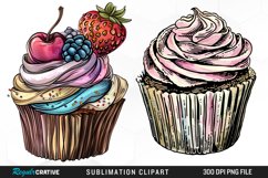 Vintage Cupcake Illustration Clipart Product Image 1