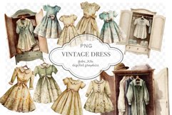 Vintage Dresses Watercolour clipart Product Image 1