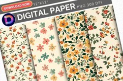 Vintage Cute Small Flowers Digital Paper Product Image 1