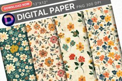 Vintage Cute Small Flowers Digital Paper Product Image 1