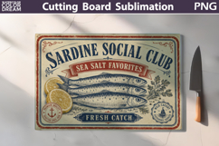 Vintage Sardine Label | Cutting Board Sublimation Product Image 1