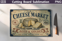 Cheese Market Sign | Cutting Board Sublimation Product Image 1