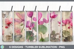 Bundle of six Decoupage Cyclamen Tumbler designs.