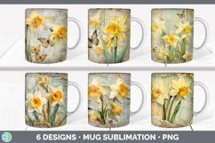Bundle of six Decoupage Daffodils Mug Wrap designs.