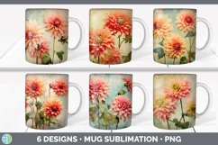 Bundle of six Decoupage Dahlias Mug Wrap designs.