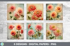 Bundle of six Decoupage Dahlias Paper Backgrounds designs.