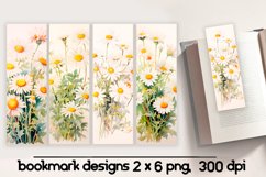 Daisy png, Vintage flowers bookmark sublimation Product Image 1