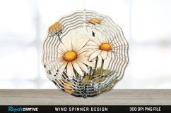 Vintage Daisy Flowers Wind Spinner Sublimation PNG Design Product Image 1