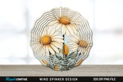 Vintage Daisy Flowers Wind Spinner Sublimation PNG Design Product Image 1
