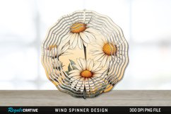 Vintage Daisy Flowers Wind Spinner Sublimation PNG Design Product Image 1