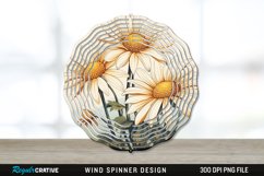 Vintage Daisy Flowers Wind Spinner Sublimation PNG Design Product Image 1