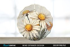 Vintage Daisy Flowers Wind Spinner Sublimation PNG Design Product Image 1