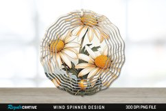 Vintage Daisy Flowers Wind Spinner Sublimation PNG Design Product Image 1