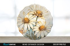 Vintage Daisy Flowers Wind Spinner Sublimation PNG Design Product Image 1