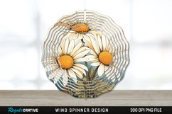 Vintage Daisy Flowers Wind Spinner Sublimation PNG Design Product Image 1