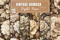 Vintage Damask Pattern Digital Paper Bundle Product Image 1