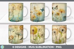 Bundle of six Decoupage Dandelions Mug Wrap designs.