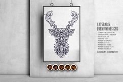 Vintage Deer head silhouette luxury ornament svg Product Image 1