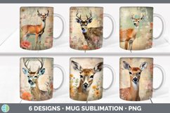 Bundle of six Decoupage Deer Mug Wrap designs.