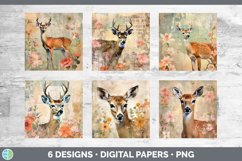 Bundle of six Decoupage Deer Paper Backgrounds designs.