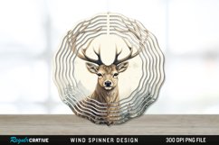 Vintage Deer Wind Spinner Sublimation PNG Design Product Image 1