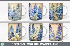 Bundle of six Decoupage Delphiniums Mug Wrap designs.